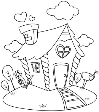 Line Art Small House clipart