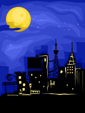 City Full Moon clipart