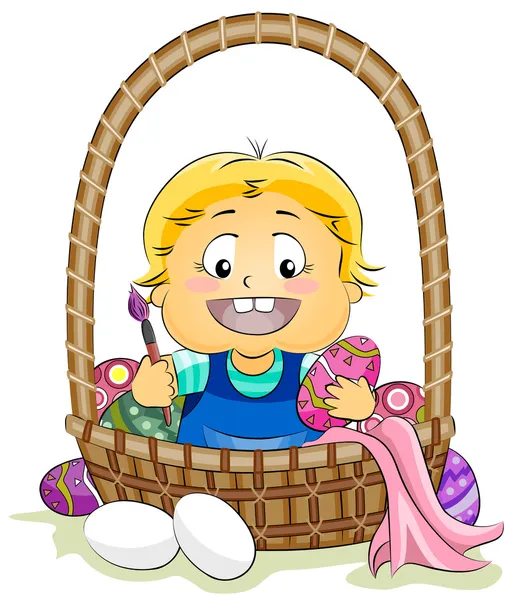Babt Painting an Easter Egg — Stock Photo, Image