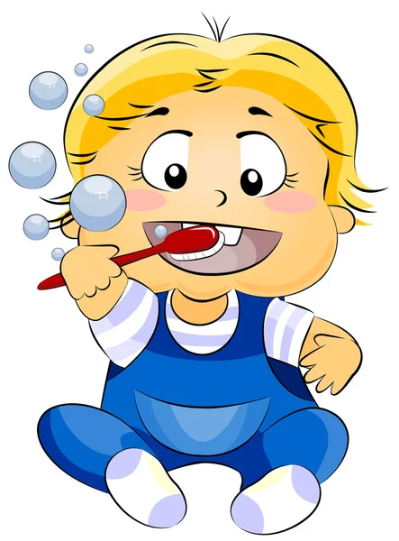 Dítě čistit zuby — Stock fotografie