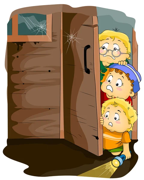 Kids in a Haunted House — Stock Photo, Image