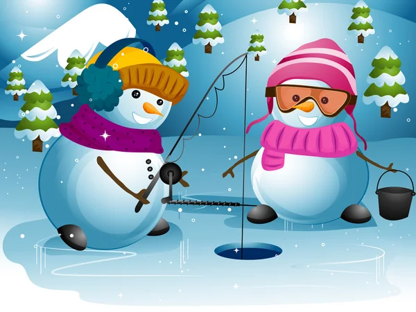 Fishing Snowmen — Stock Photo, Image