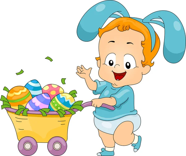 Dětská velikonoční vajíčko vozík — Stock fotografie