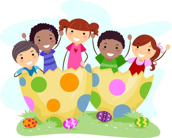 Niños Huevos de Pascua — Foto de Stock