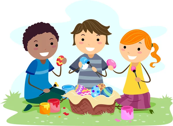 Çocukları Paskalya yumurta yapma — Stok fotoğraf