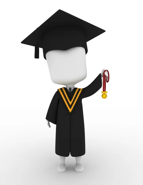 Graduate Holding His Medal Up High — Stock Photo, Image