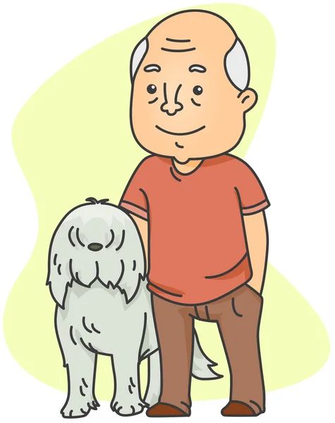 Velho com seu cão — Fotografia de Stock