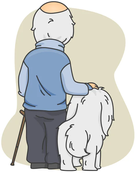 Vecchio con il suo cane — Foto Stock