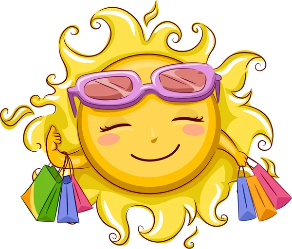 Solen shopping — Stockfoto