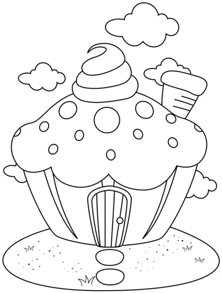 Linje konst cupcake hus — Stockfoto