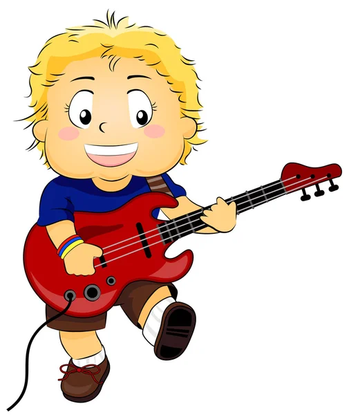 Малыш с электрической гитарой — стоковое фото