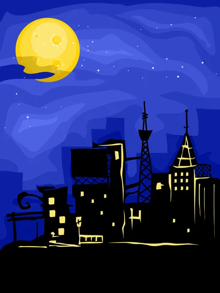 City Full Moon — Stock Photo, Image