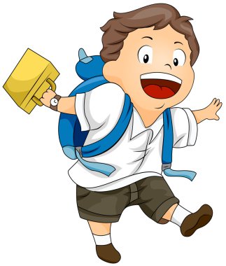 Kid Swinging His Lunchbox clipart