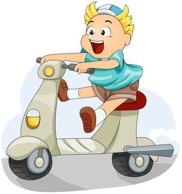 bir scooter üzerinde çocuk