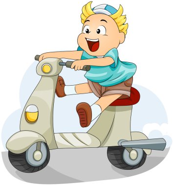 Kid on a Scooter clipart