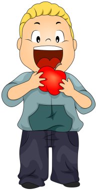 Kid Eating Apple clipart