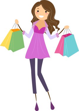 Girl Shopping clipart