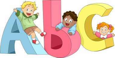 Kids Playing with ABC's clipart