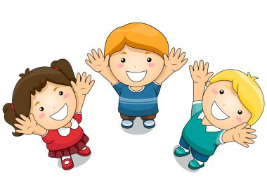 Kids Raising Their Hands clipart