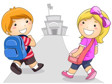 Kids Going to School clipart