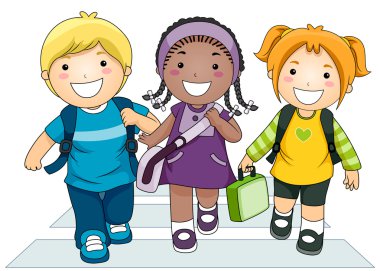 Kids Going to School clipart