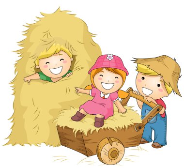 Kids at the Farm clipart