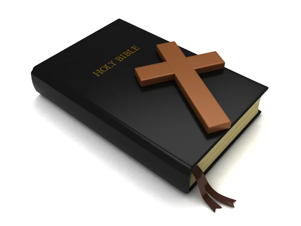 Bijbel en kruis — Stockfoto