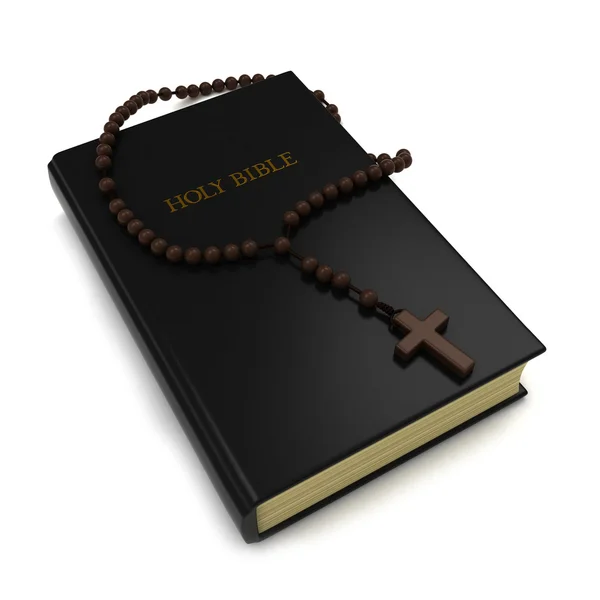 Bibel und Rosenkranz — Stockfoto