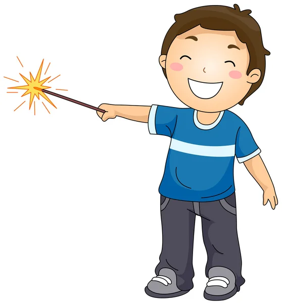 Boy Playing with a Sparkler — Stock Photo, Image