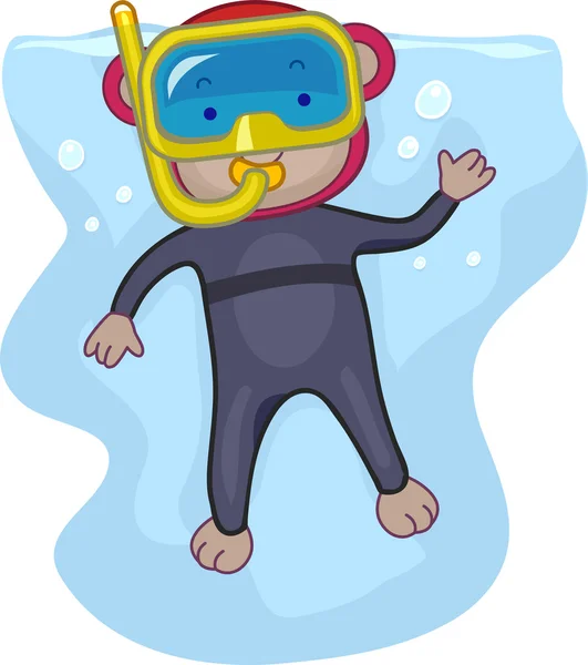 Macaco Snorkeling — Fotografia de Stock