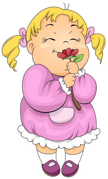 Dziewczynka wącha kwiat — Zdjęcie stockowe
