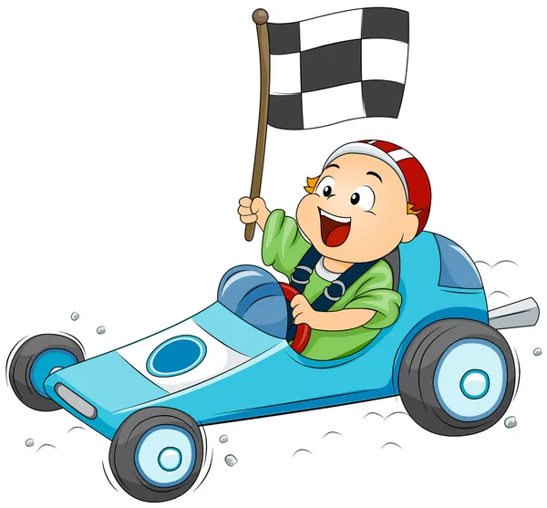 Menino Participando de uma Competição Go Kart — Fotografia de Stock