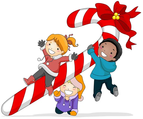 Kids Playing with a Candy Cane — Stock Photo, Image