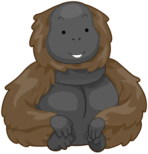Illustration of an Ape Flashing a Smile while Sitting — стоковое фото