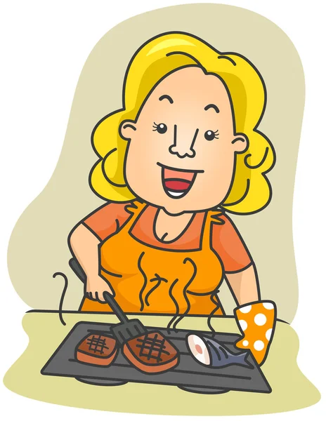 Grill Lady — Stock Photo, Image