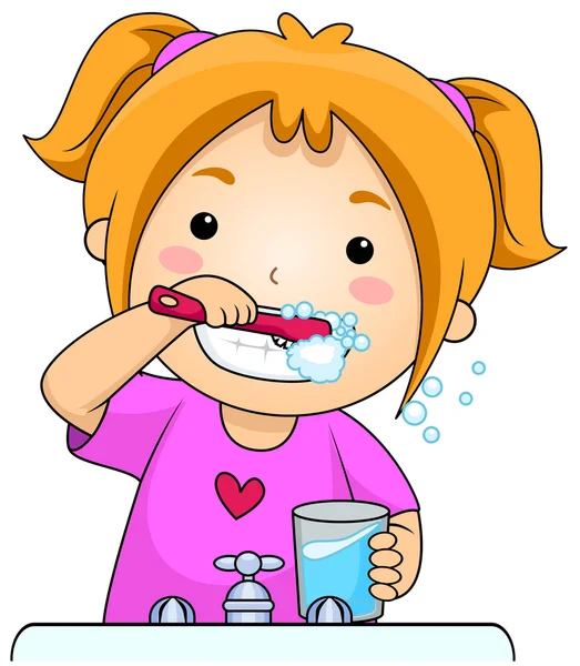 Dentes escovando criança — Fotografia de Stock