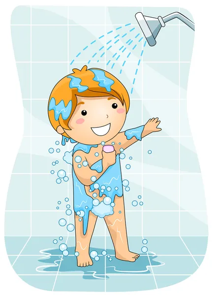 Dziecko pod prysznicem — Zdjęcie stockowe