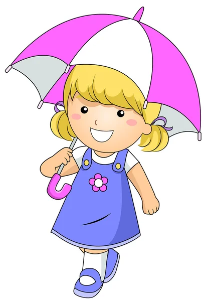 Criança usando guarda-chuva — Fotografia de Stock