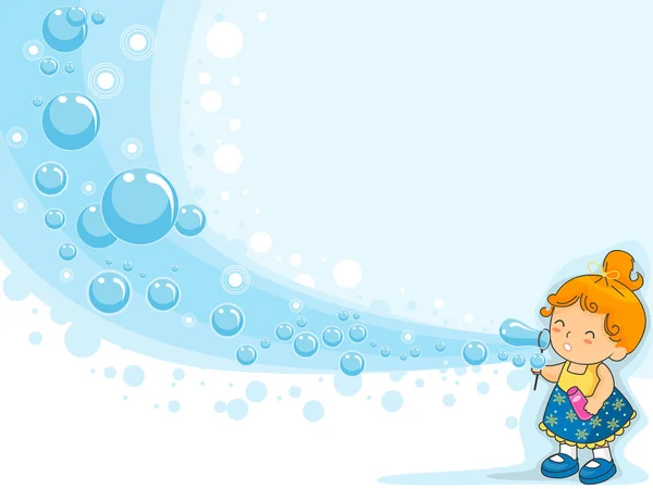 Kid blåser bubblor — Stockfoto