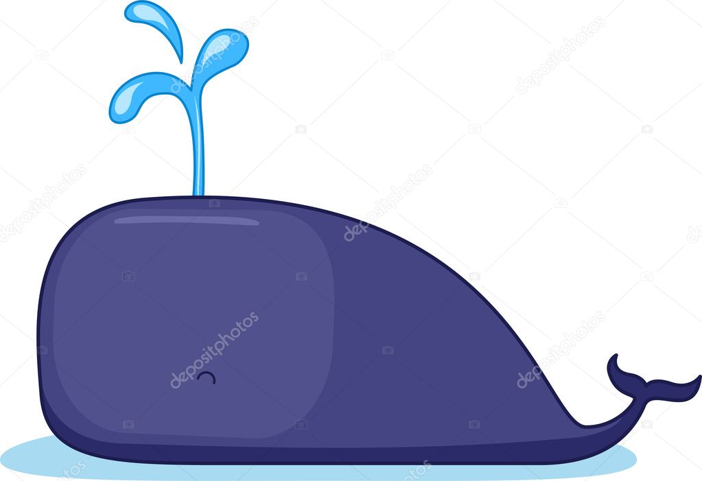 Illustration of a Whale Spouting Out Water.