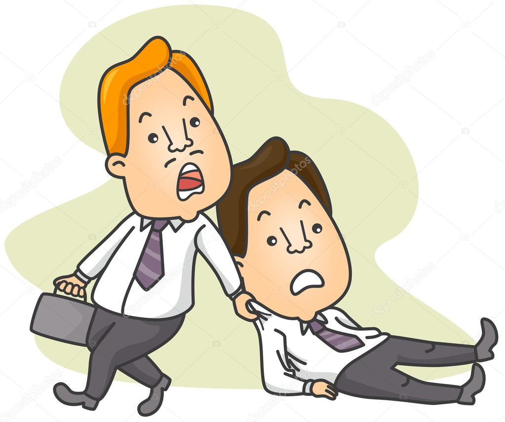 Man Dragging Colleague to Work