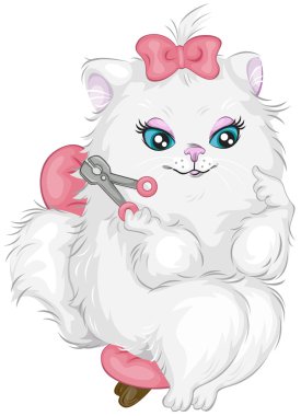 Cat using Nail Clipper clipart