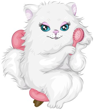 Cat Brushing Coat clipart