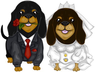 Dachshund Wedding clipart