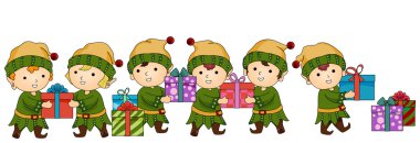 Christmas Elves working clipart