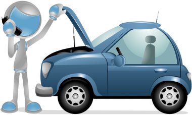 3D Robot: Car Trouble clipart