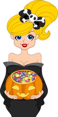 Pinup Girl Trick or Treat clipart