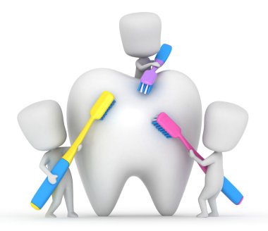 Kids Brushing a Tooth clipart