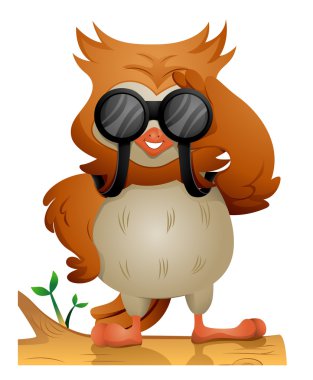 Owl using Binoculars clipart