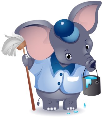 Elephant Janitor clipart